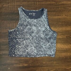 Stylish Navy Speckled Crop Top
